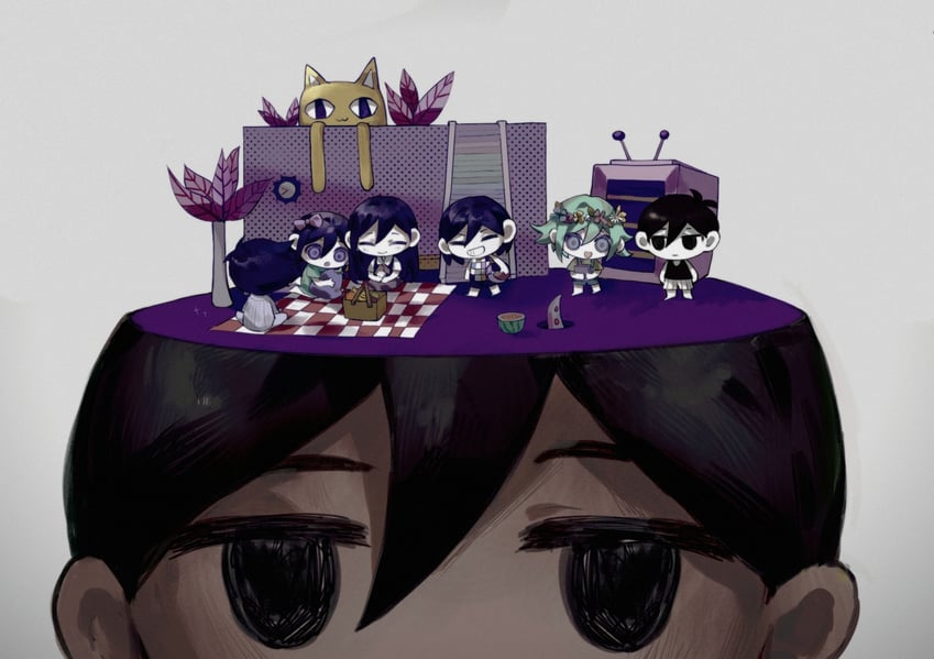 sunny, omori, basil, aubrey, mari, and 3 more (omori) drawn by chu_dong