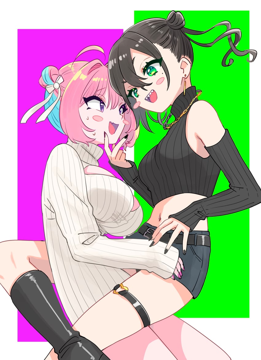 yumemi riamu and sunazuka akira (idolmaster and 1 more) drawn by sukoyaka_(100hituzi)