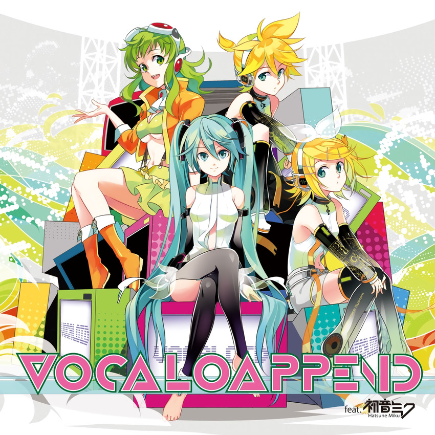 hatsune miku, kagamine rin, kagamine len, and gumi (vocaloid) drawn by osamu_(jagabata)