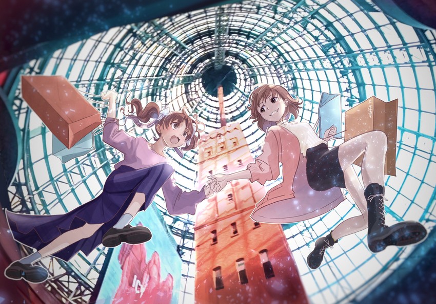 misaka mikoto and shirai kuroko (toaru majutsu no index and 1 more) drawn by astuffds