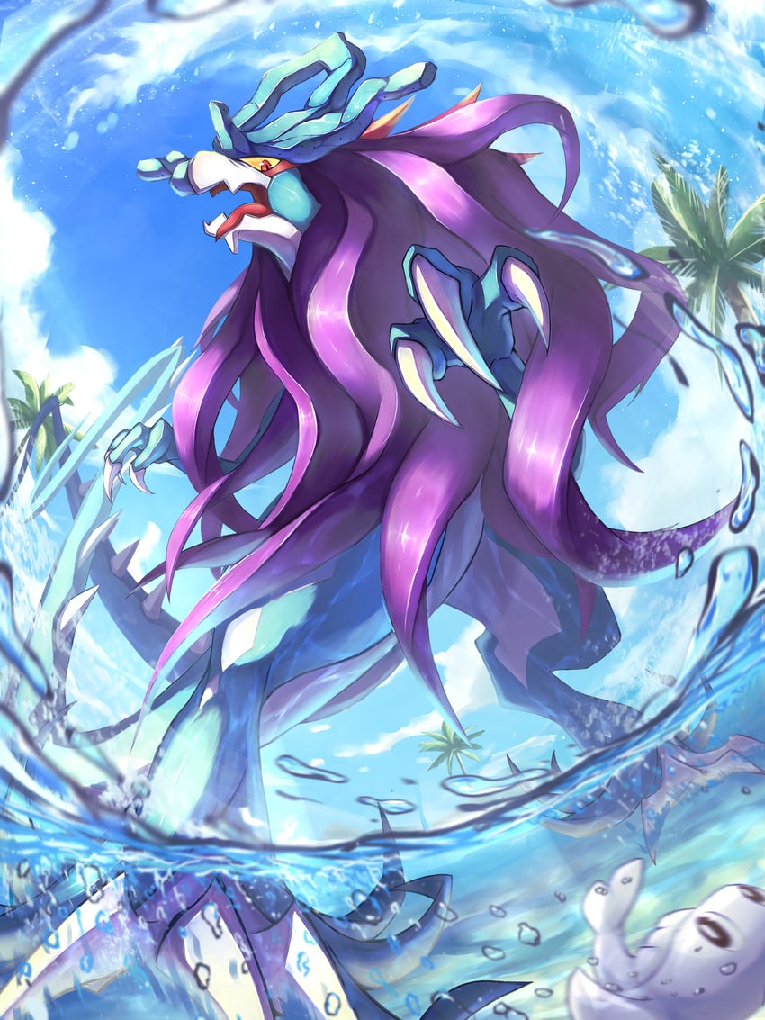 tatsugiri and walking wake (pokemon) drawn by ririri_(user_rkrv7838)