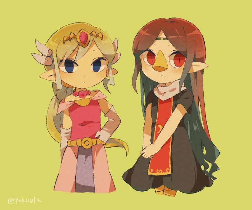 princess zelda, toon zelda, and medli (the legend of zelda and 1 more) drawn by tokuura
