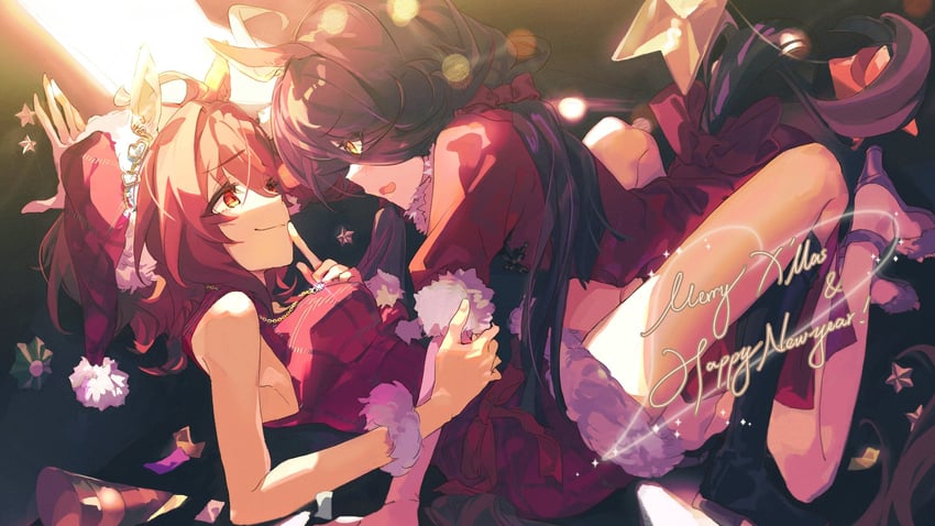 agnes tachyon and manhattan cafe (umamusume) drawn by kumano_iroha