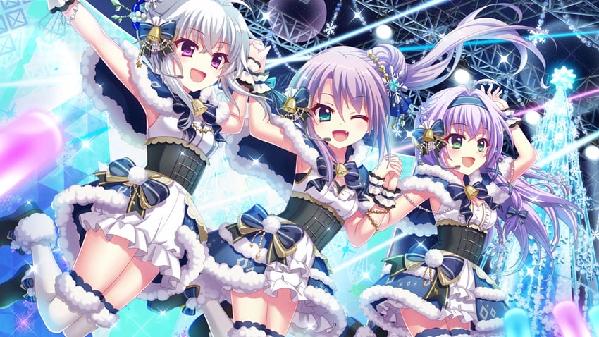 tsukisaka sayu, ichijou ruka, and hokaze kanade (re:stage!) drawn by izumi_tsubasu