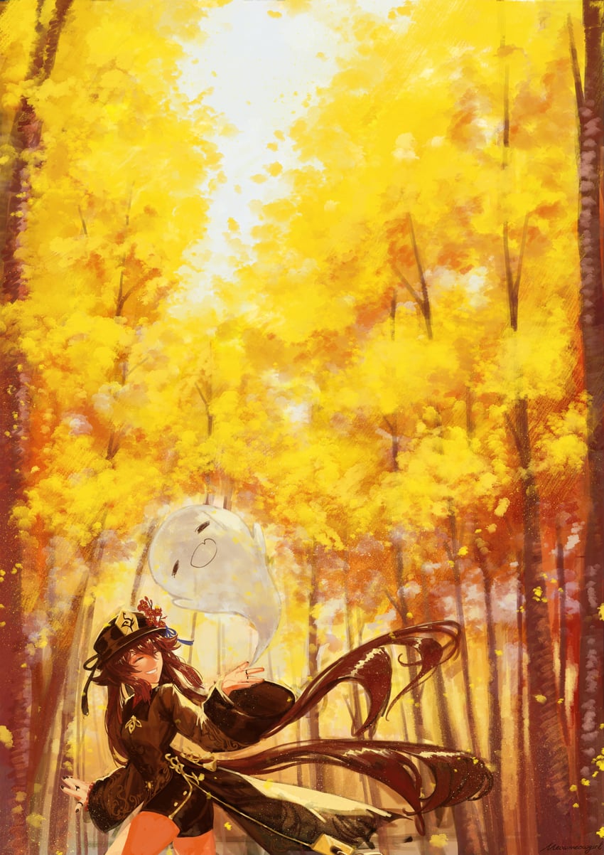 hu tao and boo tao (genshin impact) drawn by meowmeowgirl