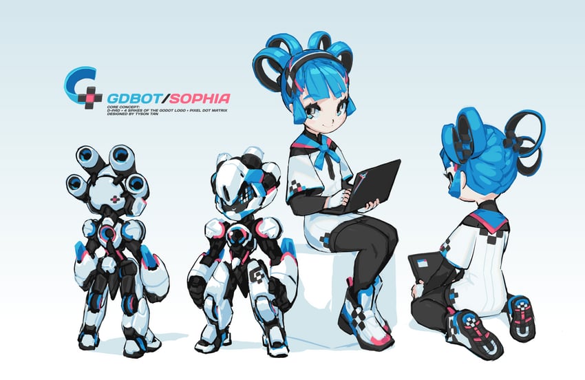 sophia and gdbot (original and 2 more) drawn by tyson_tan