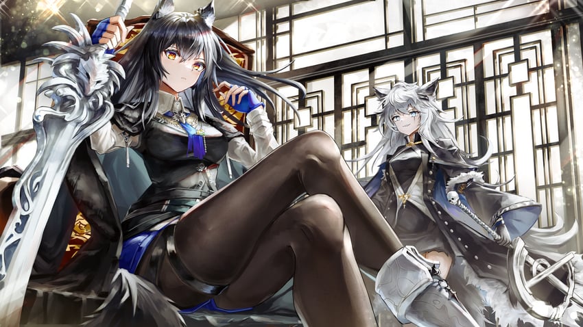texas, lappland, and texas the omertosa (arknights) drawn by on_(yattemasu)