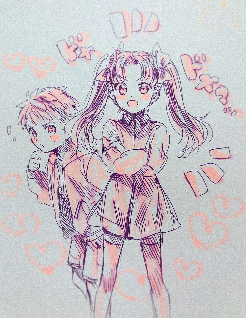 tohsaka rin and emiya shirou (fate and 2 more) drawn by kamome_kigi_ga