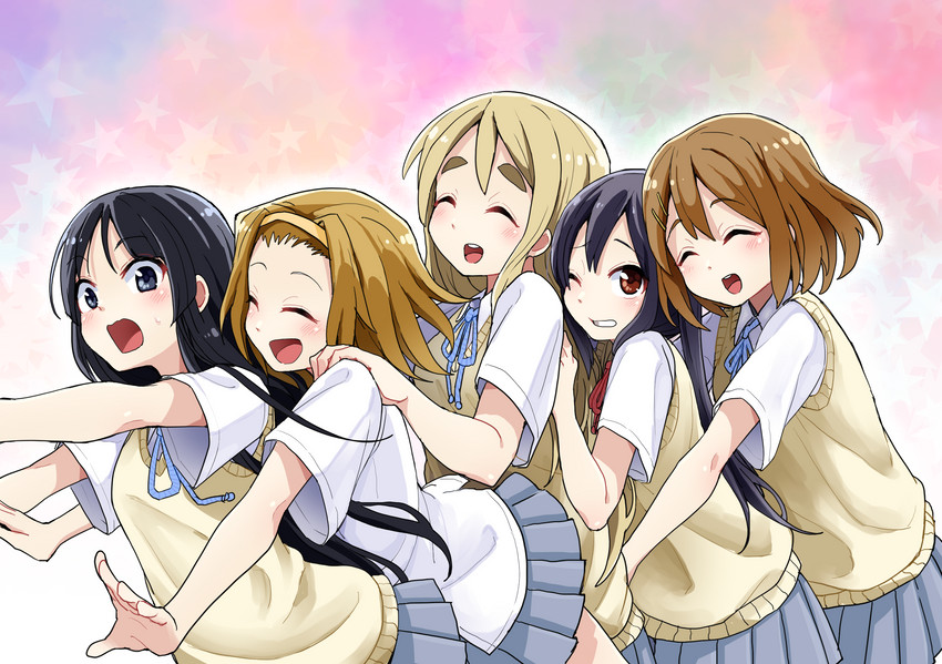 akiyama mio, nakano azusa, hirasawa yui, tainaka ritsu, and kotobuki tsumugi (k-on!) drawn by etokakaitari