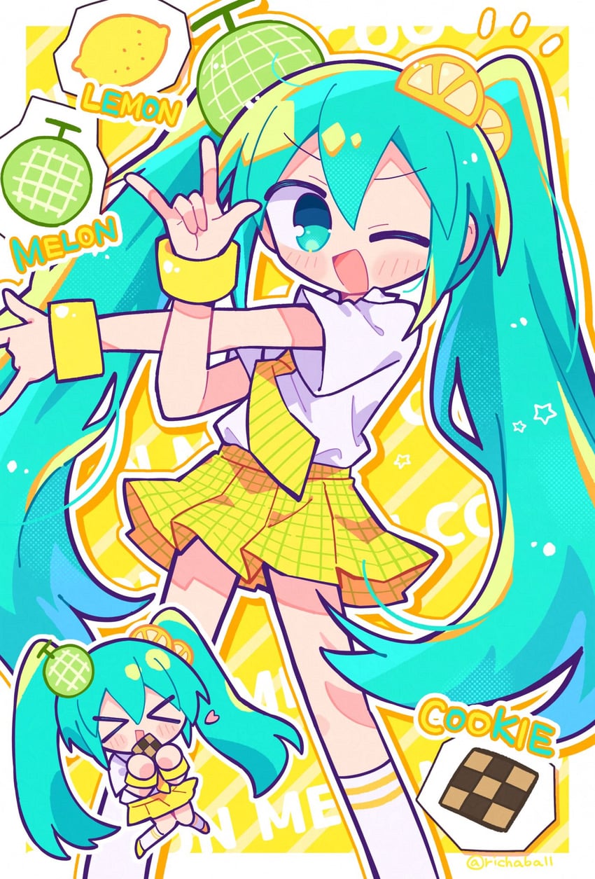 hatsune miku (vocaloid and 1 more) drawn by richard_(richaball)