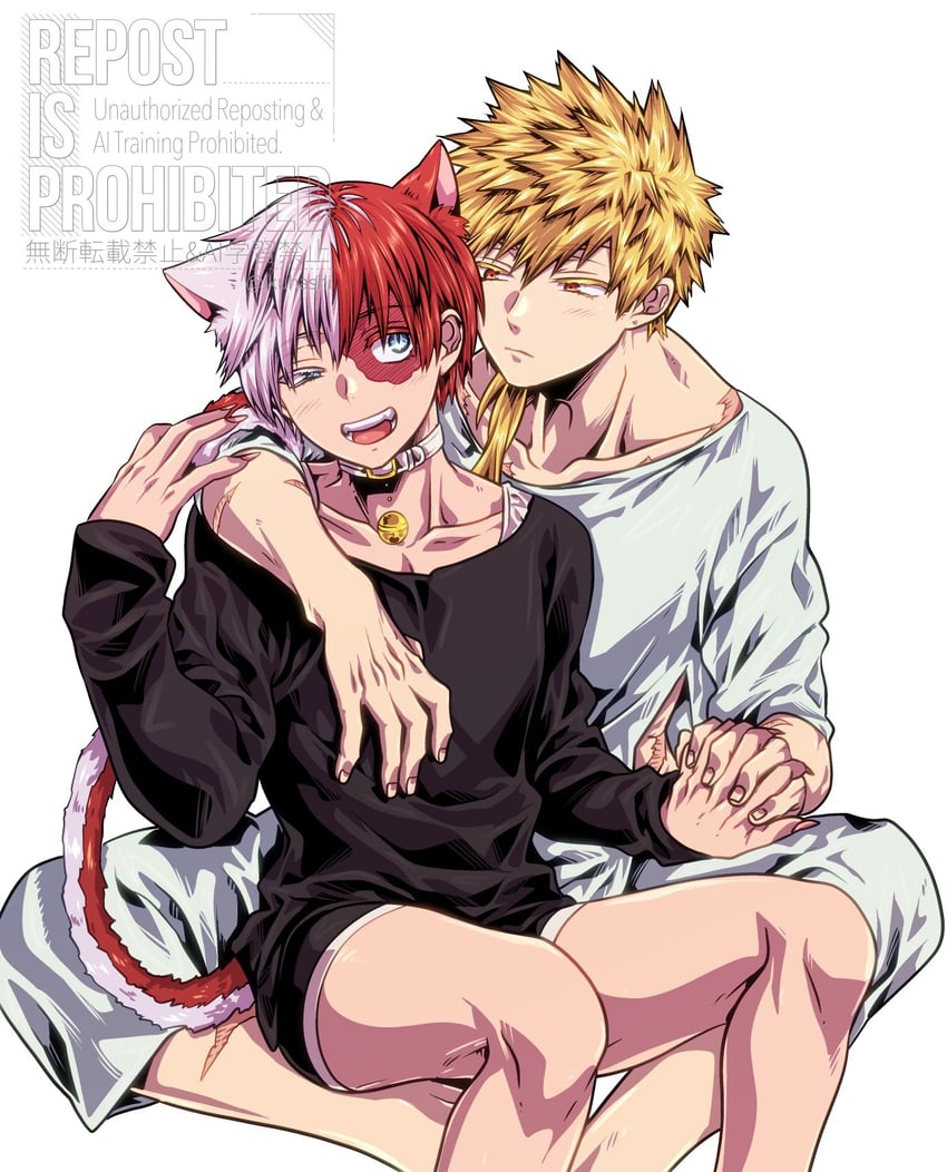 bakugou katsuki and todoroki shoto (boku no hero academia) drawn by ikuhashi_muiko