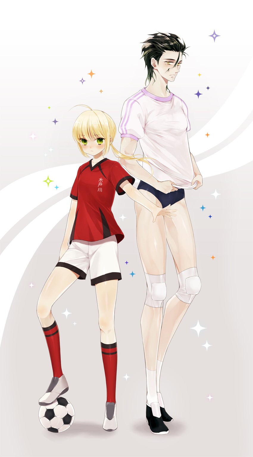 artoria pendragon, saber, and diarmuid ua duibhne (fate and 1 more) drawn by anz_(starry)