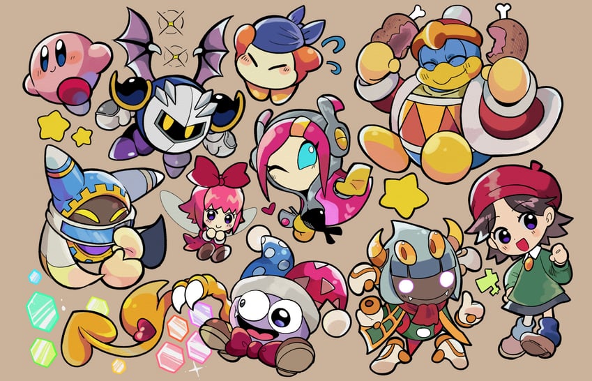 kirby, meta knight, king dedede, magolor, bandana waddle dee, and 5 more (kirby and 5 more) drawn by hakaba_(ksni_tbn)