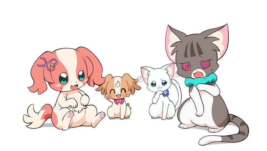 nekoyashiki yuki, inukai komugi, nekoyashiki mayu, and inukai iroha (precure and 1 more) drawn by @est@