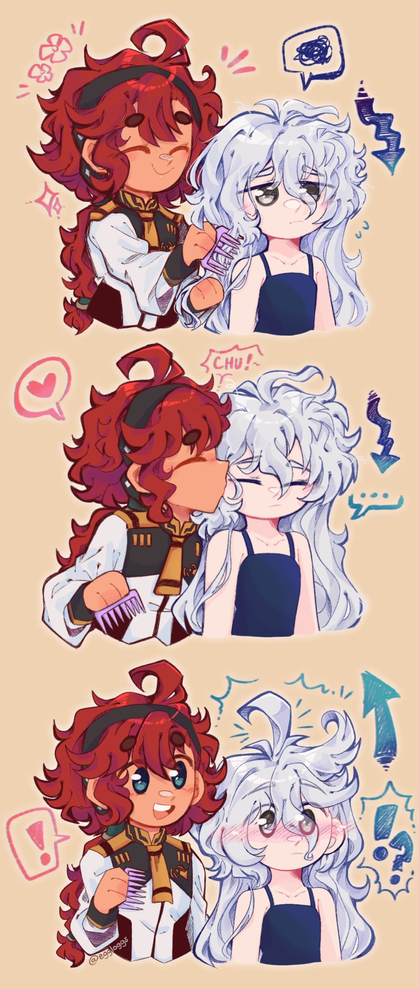 suletta mercury and miorine rembran (gundam and 1 more) drawn by laundry_(eggloggs)