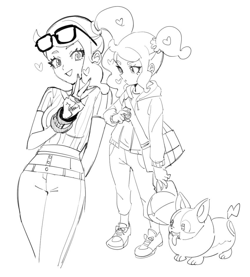 sonia and yamper (pokemon and 1 more) drawn by dede_(qwea_00000)