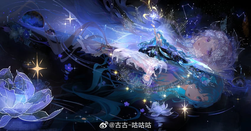 vast blossom and whales toward sea (nikki and 1 more) drawn by gugu_(mirukai)