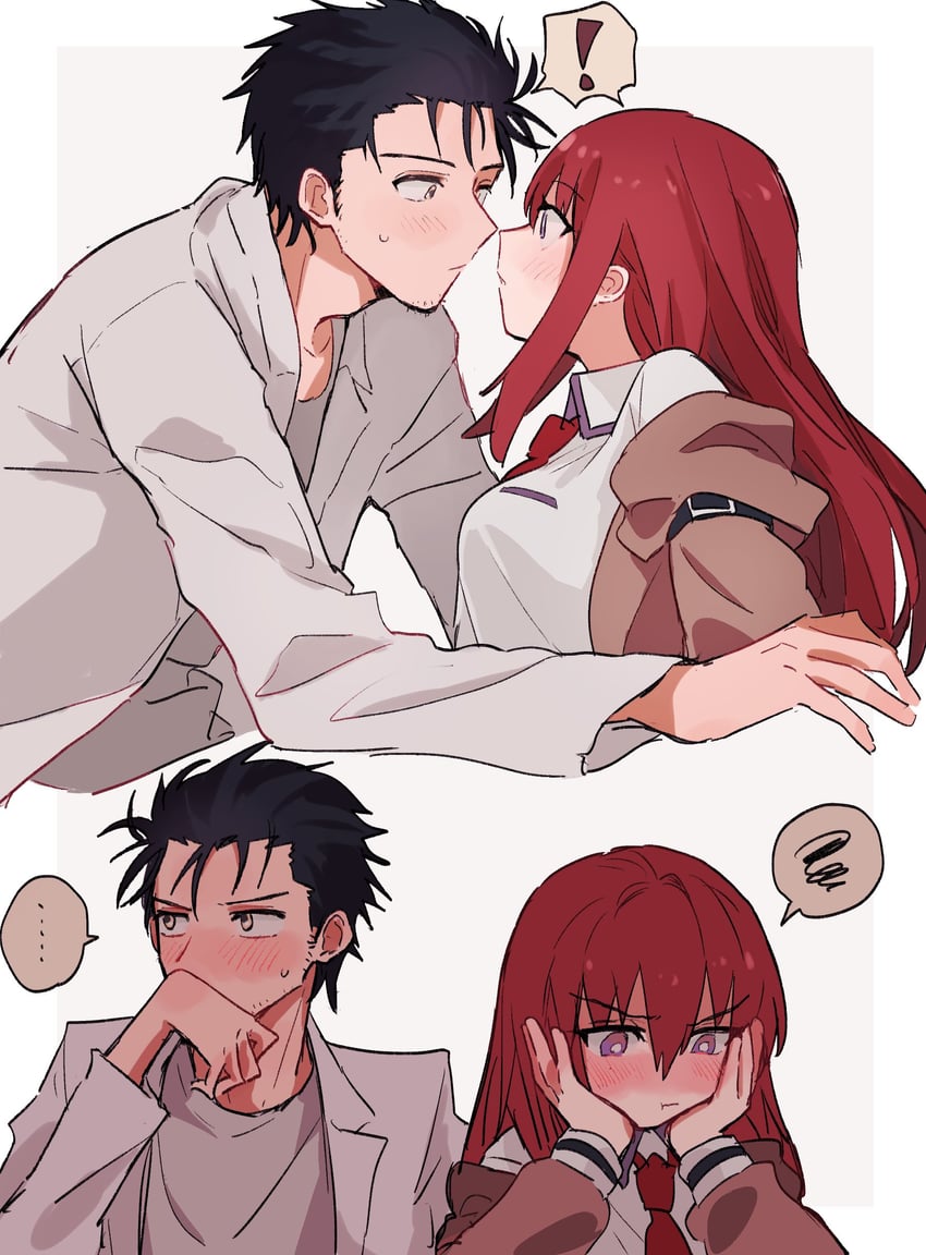 makise kurisu and okabe rintarou (steins;gate) drawn by suehiroch0