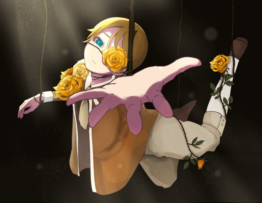 kagamine len and allen avadonia (vocaloid and 1 more) drawn by momen_zzz