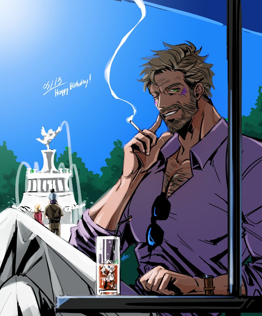 joseph joestar, kujo jotaro, caesar anthonio zeppeli, and kujo holy (jojo no kimyou na bouken and 1 more) drawn by l_asin