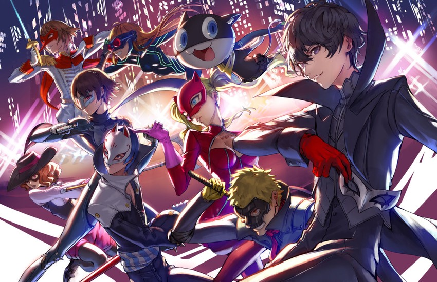amamiya ren, takamaki anne, sakura futaba, niijima makoto, okumura haru, and 12 more (persona and 1 more) drawn by athenawyrm