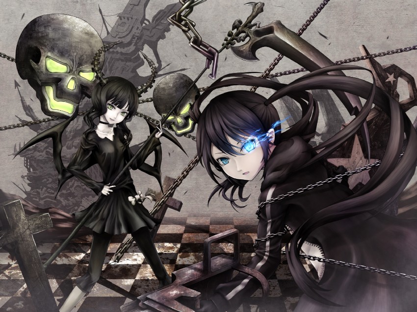 black rock shooter and dead master (black rock shooter) drawn by maazyu