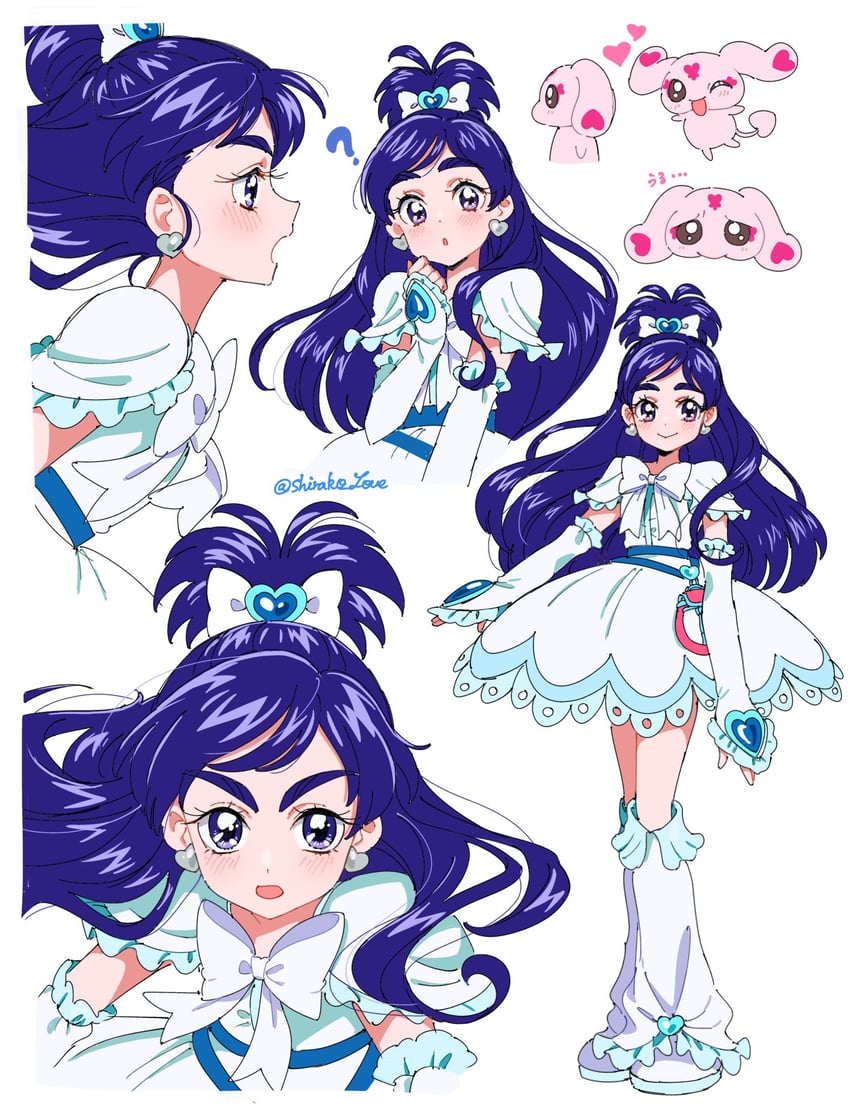 yukishiro honoka, cure white, and mipple (precure and 1 more) drawn by shirako_love