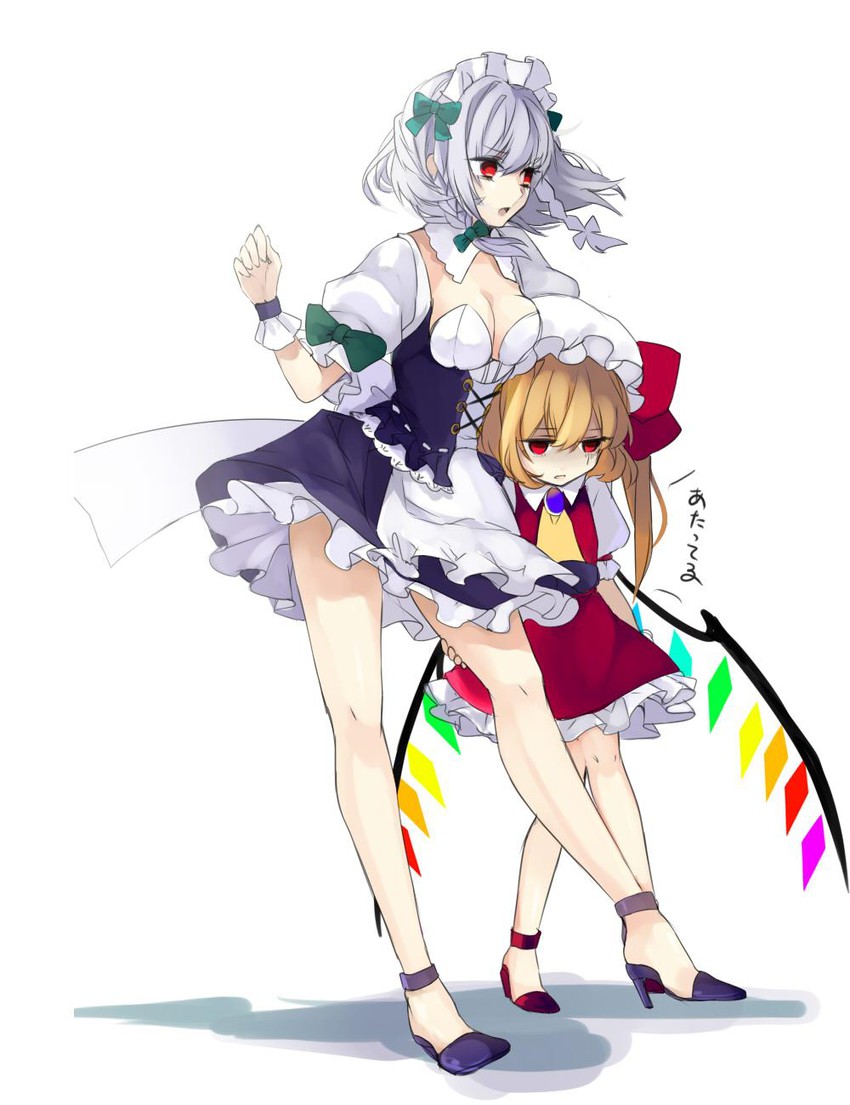 flandre scarlet and izayoi sakuya (touhou) drawn by daimaou_ruaeru