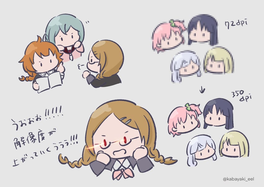 kon kanaho, miyagawa takane, hitotsuyanagi riri, shirai yuyu, toki kureha, and 2 more (assault lily) drawn by kabayaki_(kabayaki_eel)