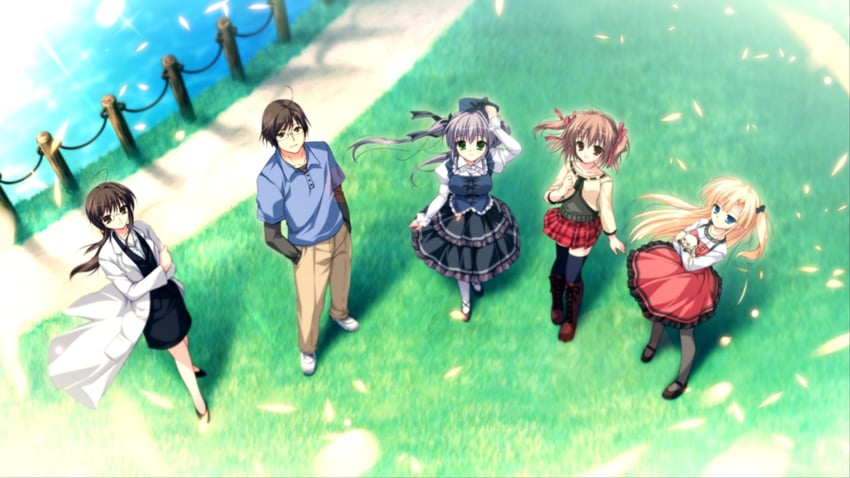 kotono yuuri, sannomiya louise yui, toba mashiro, tenkawa natsuhiko, and tenkawa miyoko (root double -before crime after days-)