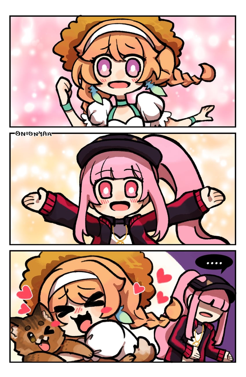 mori calliope, takanashi kiara, and tutu (hololive and 1 more) drawn by onionyaa