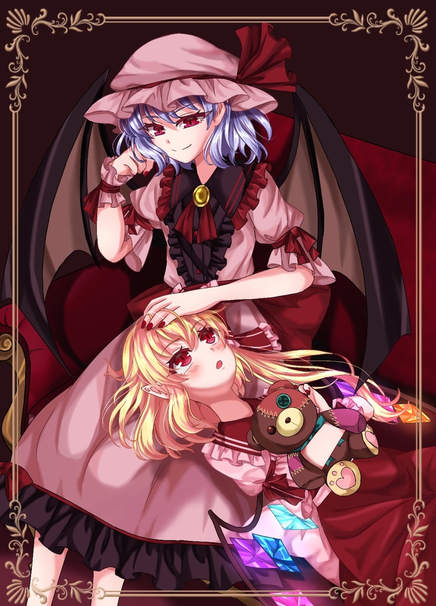 remilia scarlet and flandre scarlet (touhou) drawn by mito_(fate)