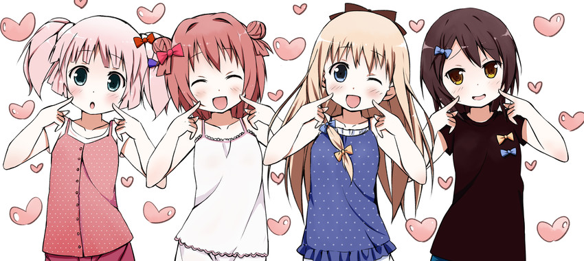toshinou kyouko, akaza akari, funami yui, and yoshikawa chinatsu (yuruyuri) drawn by linda_b