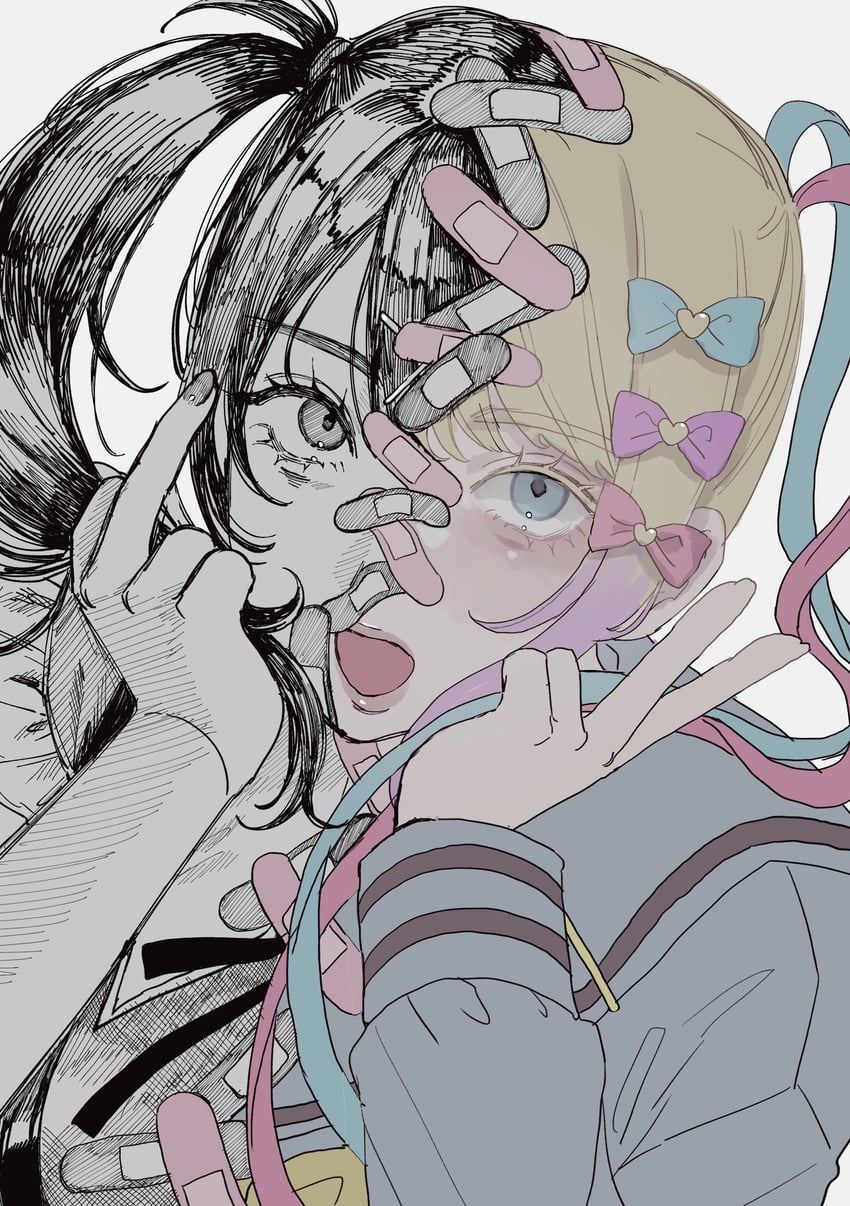 chouzetsusaikawa tenshi-chan and ame-chan (needy girl overdose) drawn by kyouso_rei