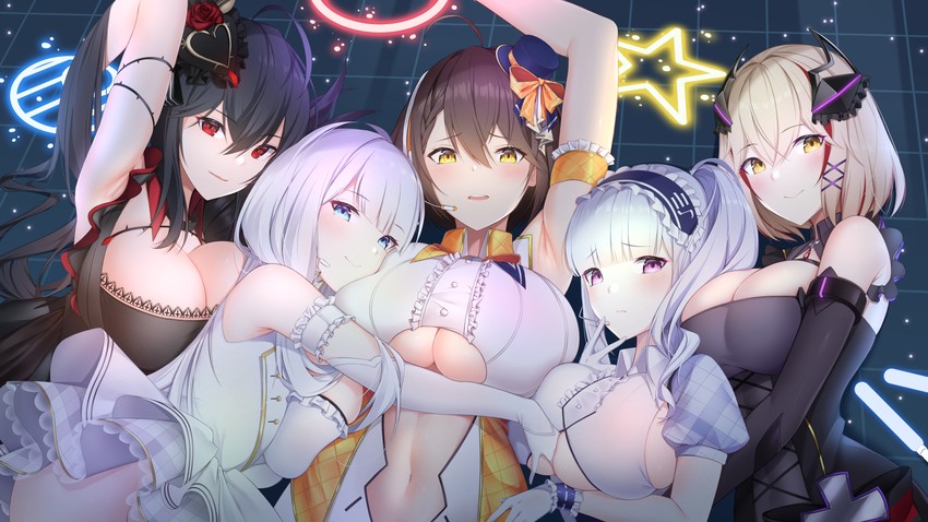 taihou, illustrious, baltimore, dido, and roon (azur lane) drawn by nevven