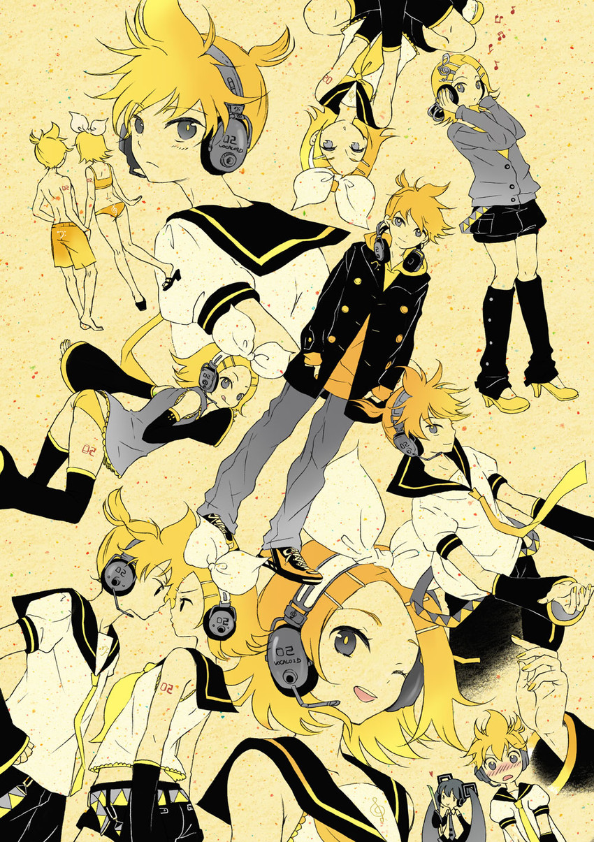hatsune miku, kagamine rin, and kagamine len (vocaloid) drawn by sugano_manami