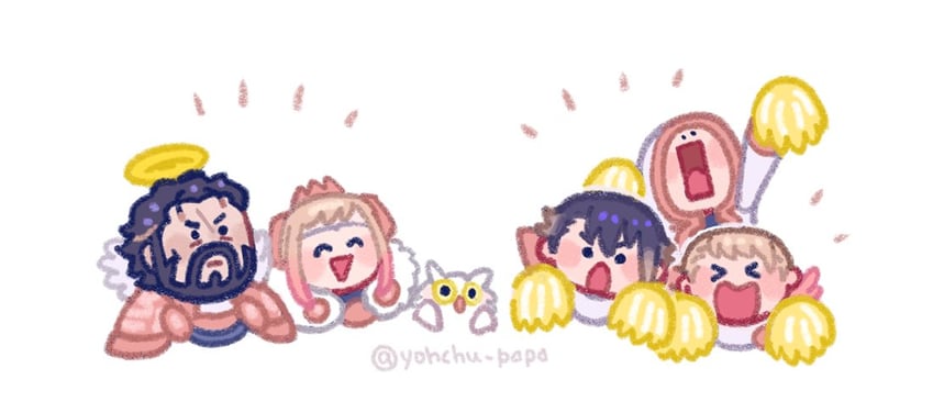 kiran, alfonse, feh, henriette, and gustav (fire emblem and 1 more) drawn by mushi_rags