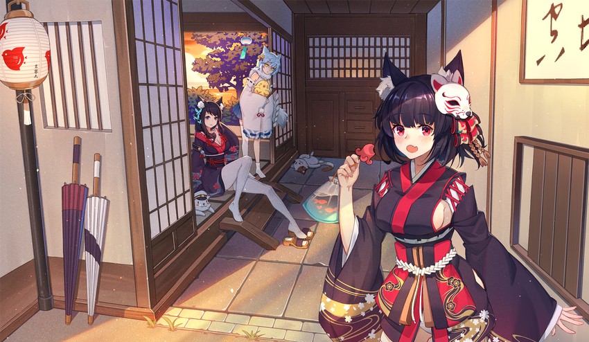 manjuu, yamashiro, meowfficer, fusou, and fubuki (azur lane) drawn by bubble1995