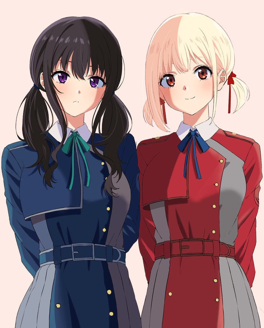 nishikigi chisato and inoue takina (lycoris recoil) drawn by 9mml_m