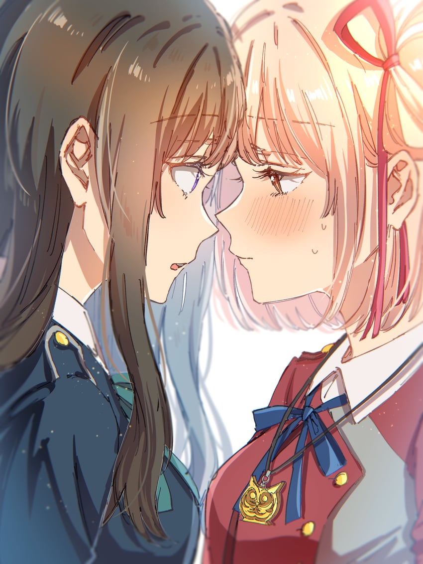 nishikigi chisato and inoue takina (lycoris recoil) drawn by rococomm123