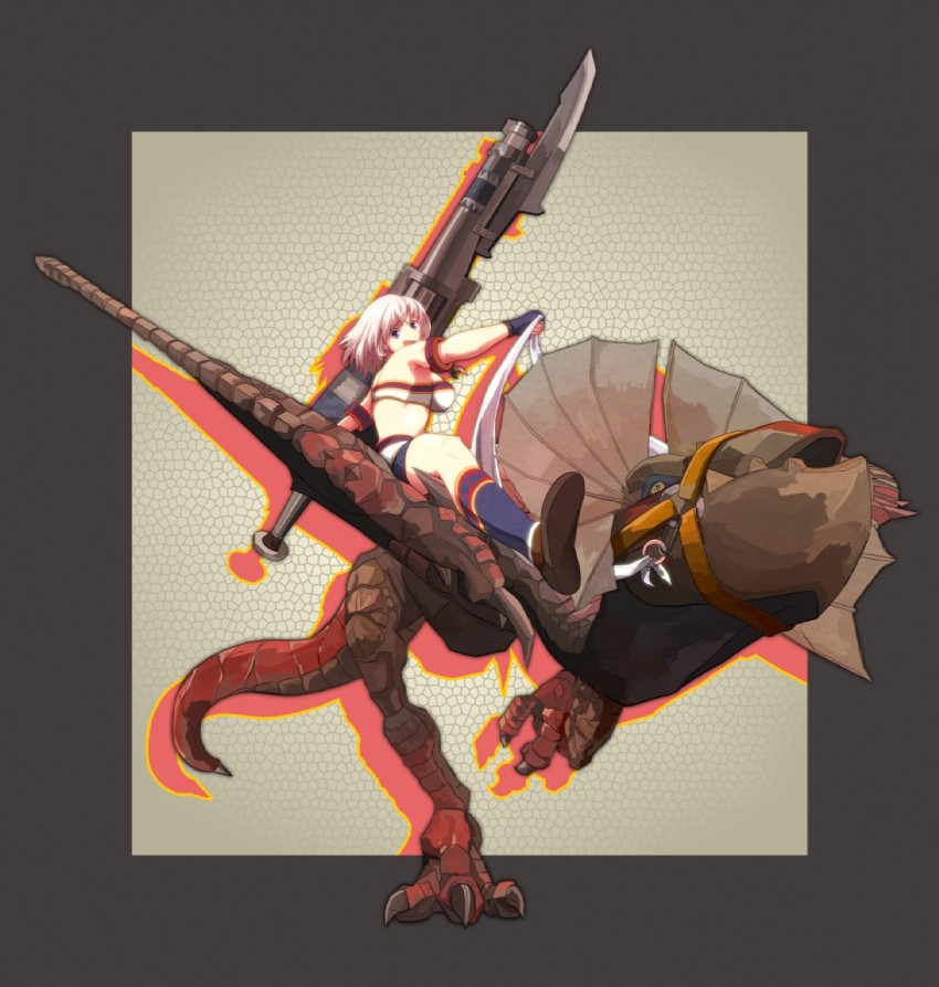 monster hunter and yian kut-ku (monster hunter) drawn by tsukumo_(soar99)