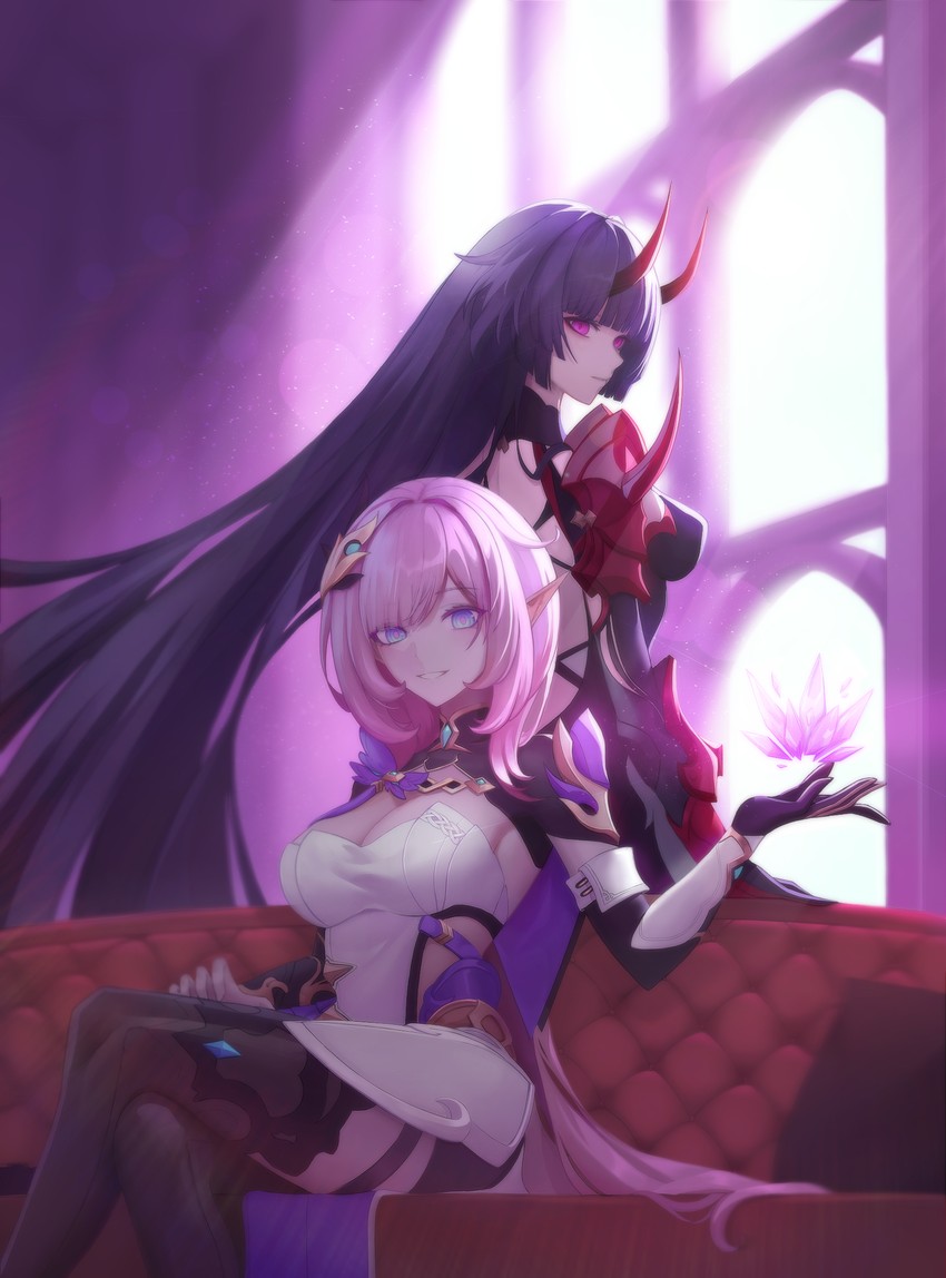 elysia and raiden mei (honkai and 1 more) drawn by eun_(eunice)