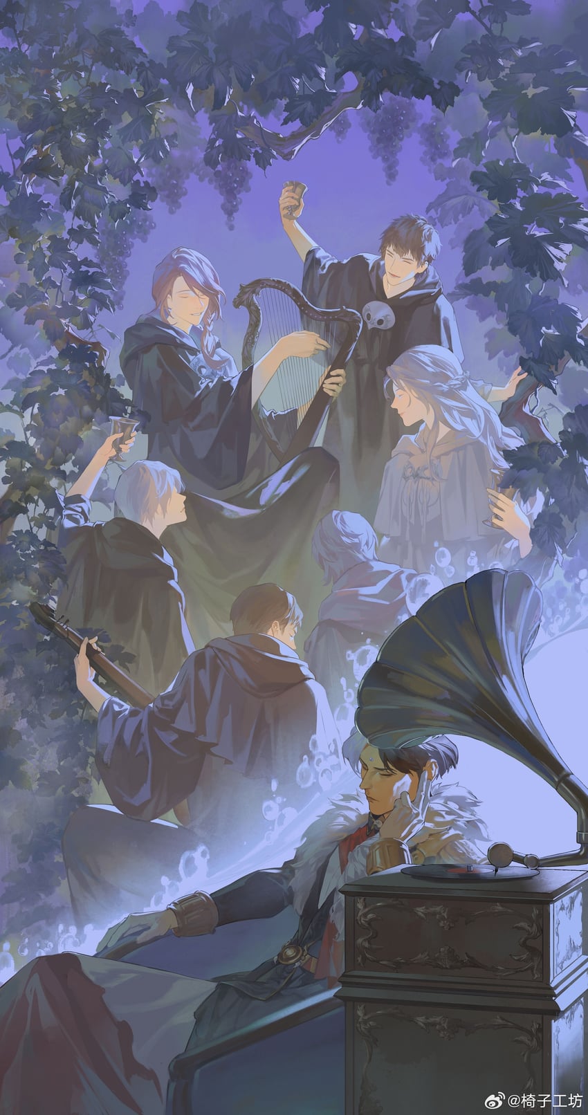 warrior of light, venat, adventurer, emet-selch, hythlodaeus, and 1 more (final fantasy and 1 more) drawn by shaynesun