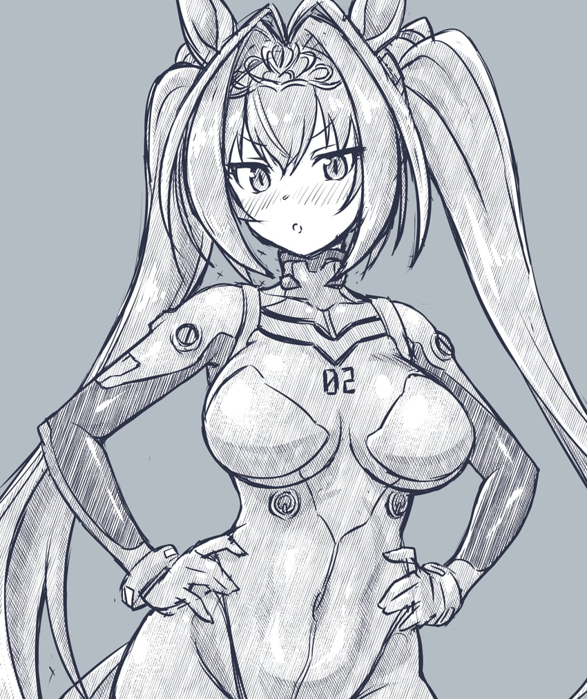 souryuu asuka langley and daiwa scarlet (umamusume and 1 more) drawn by kusaba_(kusabashiki)