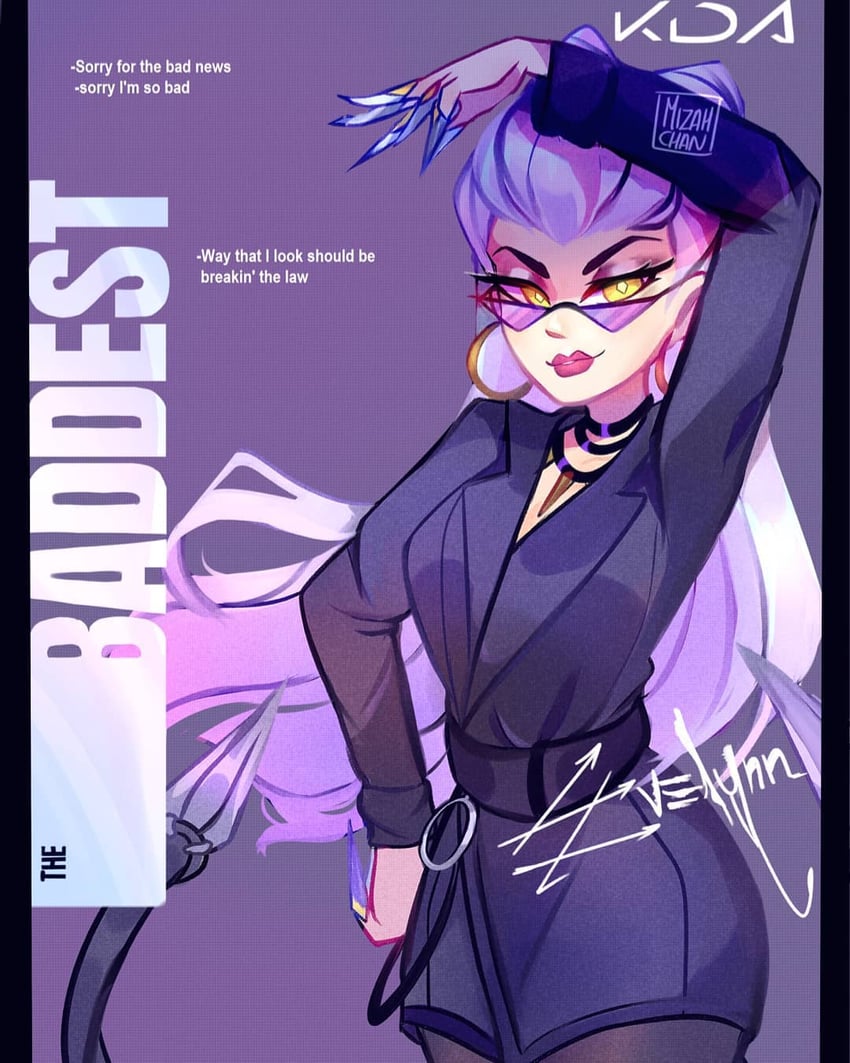 evelynn, k/da all out evelynn, and the baddest evelynn (league of legends) drawn by mizah_(mizah)