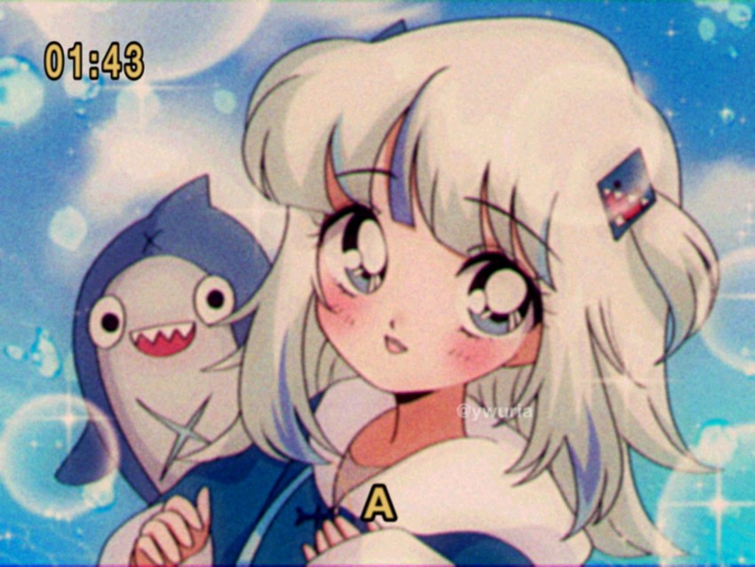 gawr gura and bloop (hololive and 1 more) drawn by ywuria
