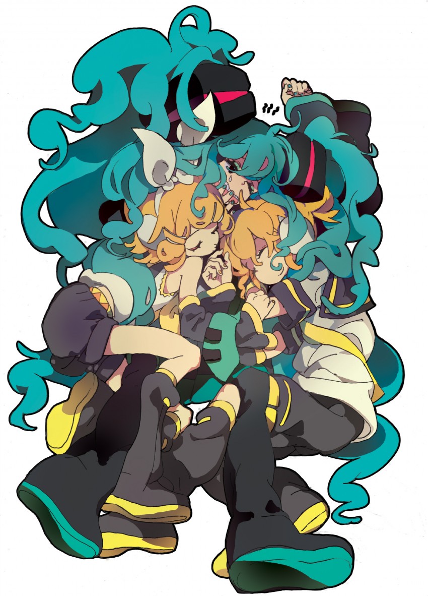 hatsune miku, kagamine rin, and kagamine len (vocaloid) drawn by ninton