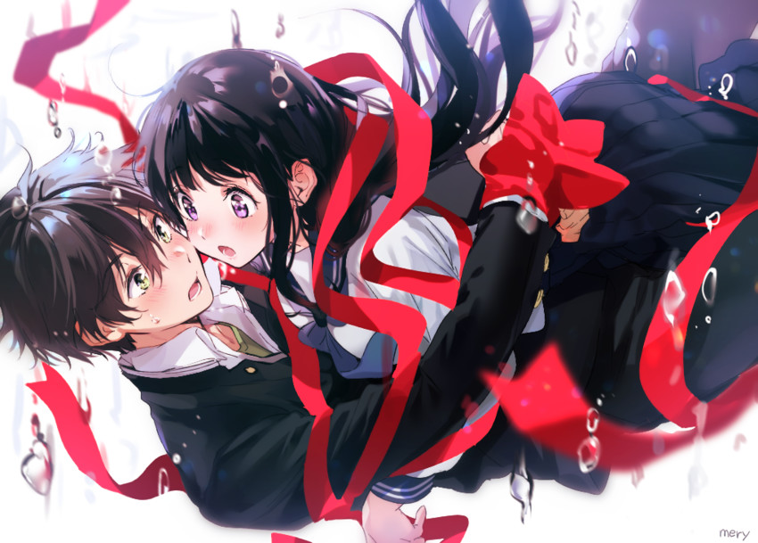 chitanda eru and oreki houtarou (hyouka) drawn by mery_(yangmalgage)