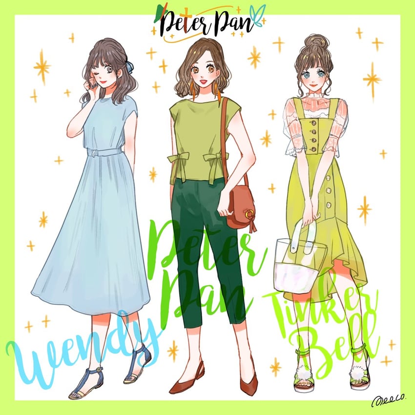 tinker bell, peter pan, and wendy darling (walt disney's peter pan) drawn by meecosme