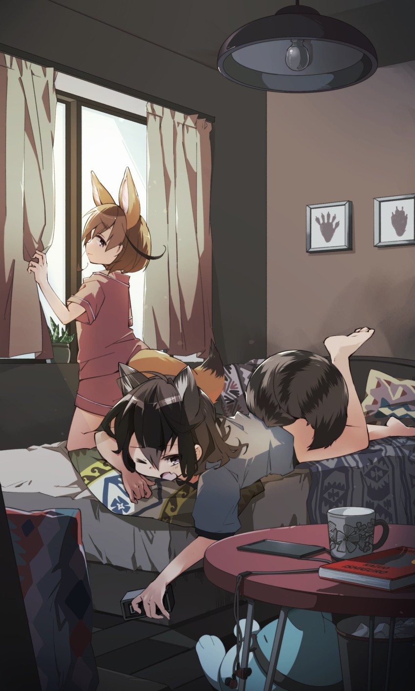 common raccoon, fennec, and lucky beast (kemono friends) drawn by nanana_(nanana_iz)